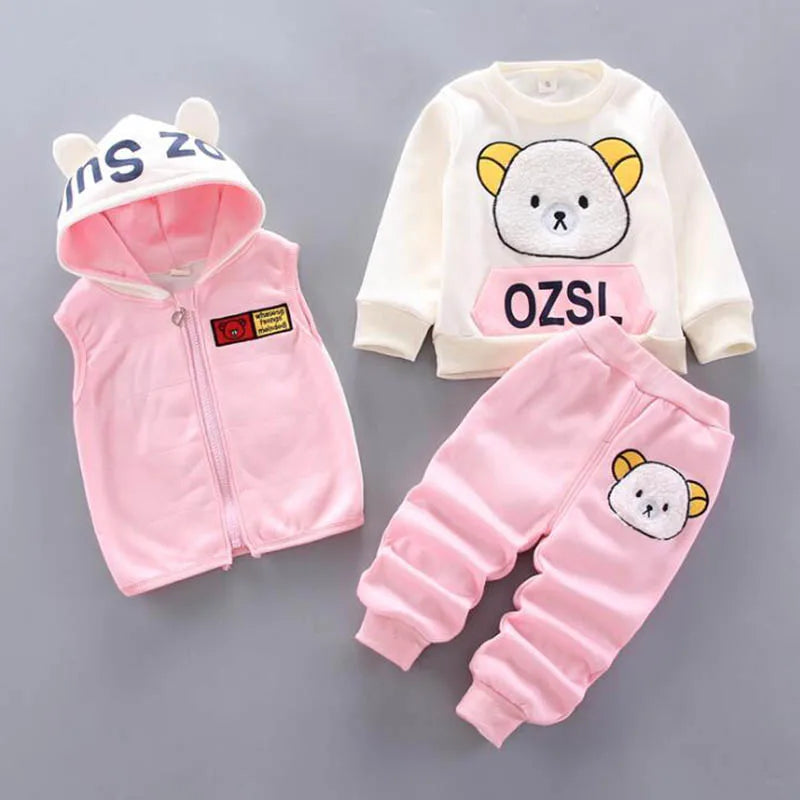 3-Delige Set – Trui, Broek & Vest met Berenlogo