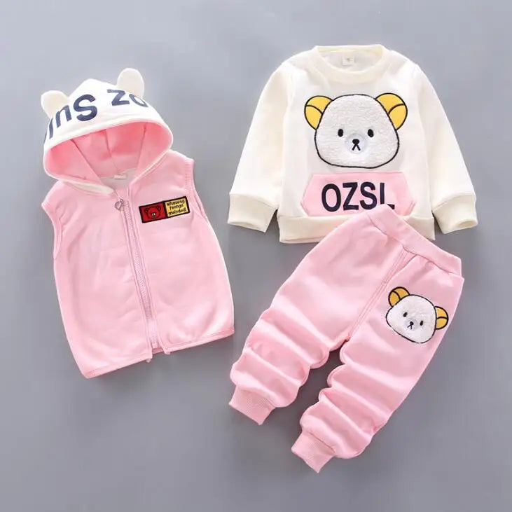 3-Delige Set – Trui, Broek & Vest met Berenlogo