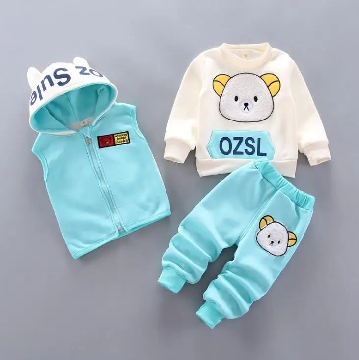 3-Delige Set – Trui, Broek & Vest met Berenlogo