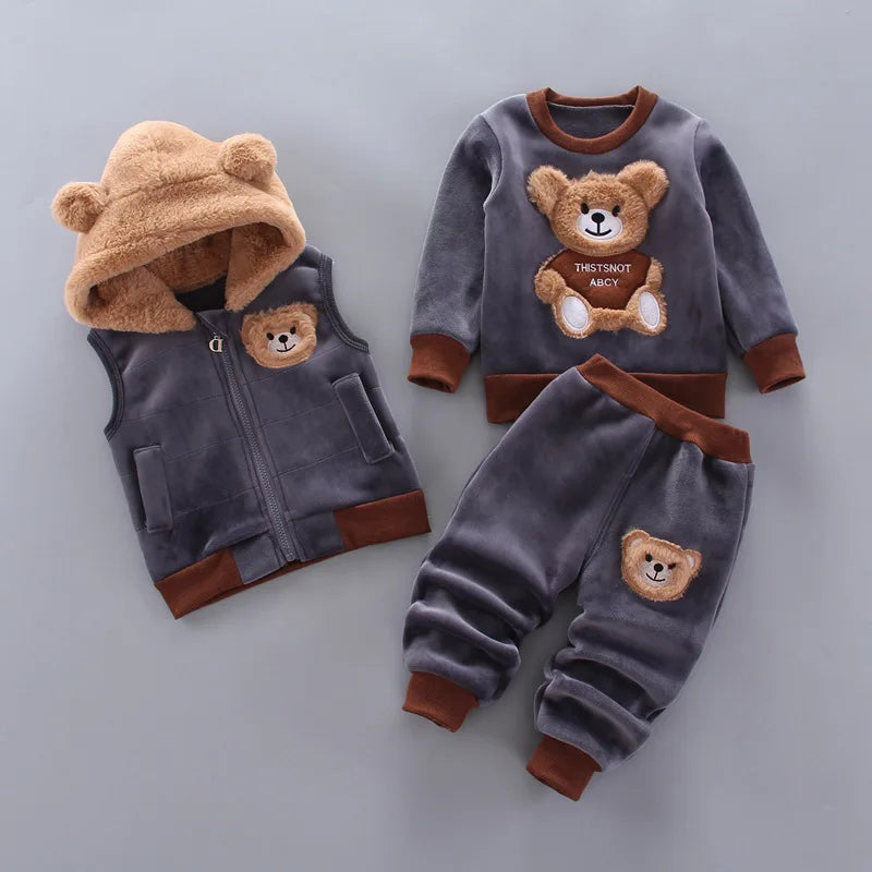 3-Delige Set – Trui, Broek & Vest met Berenlogo