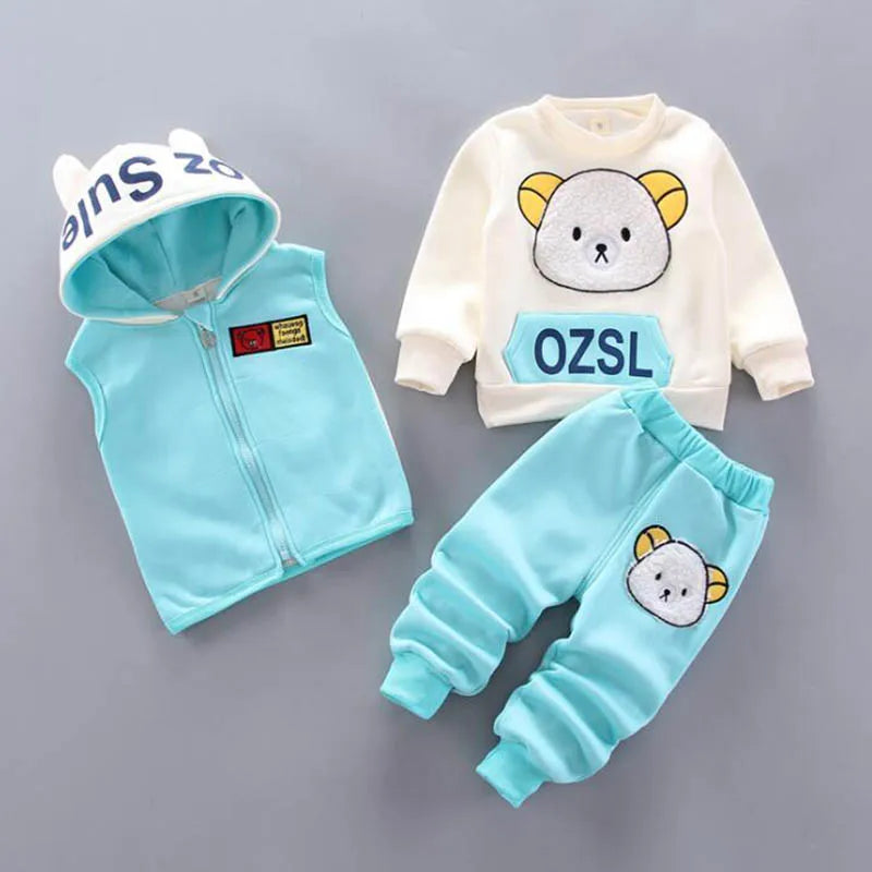 3-Delige Set – Trui, Broek & Vest met Berenlogo