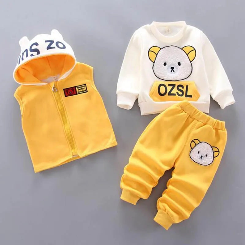 3-Delige Set – Trui, Broek & Vest met Berenlogo