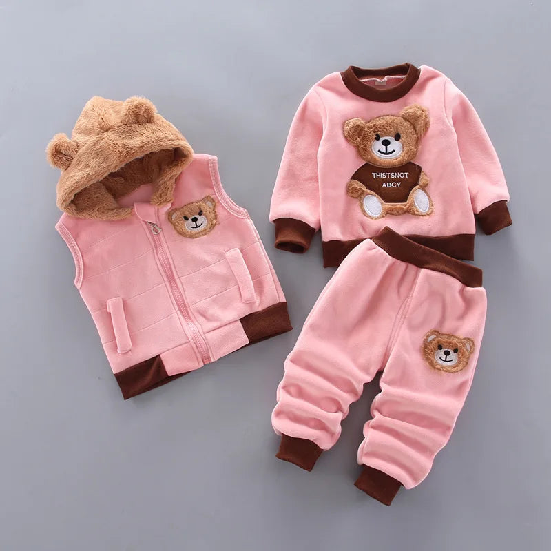 3-Delige Set – Trui, Broek & Vest met Berenlogo