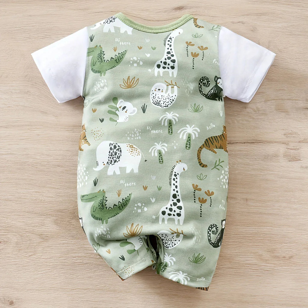 Baby Romper Dierenprint – Zachte Katoenen Bodysuit voor Pasgeborenen