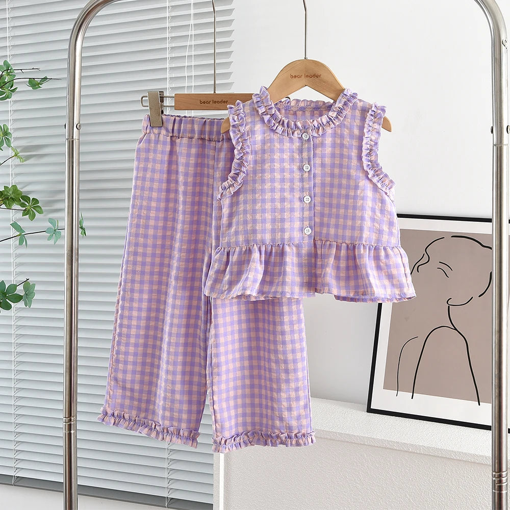 Trendy Meisjes Set – Korte Mouwen Top & Lange Broek