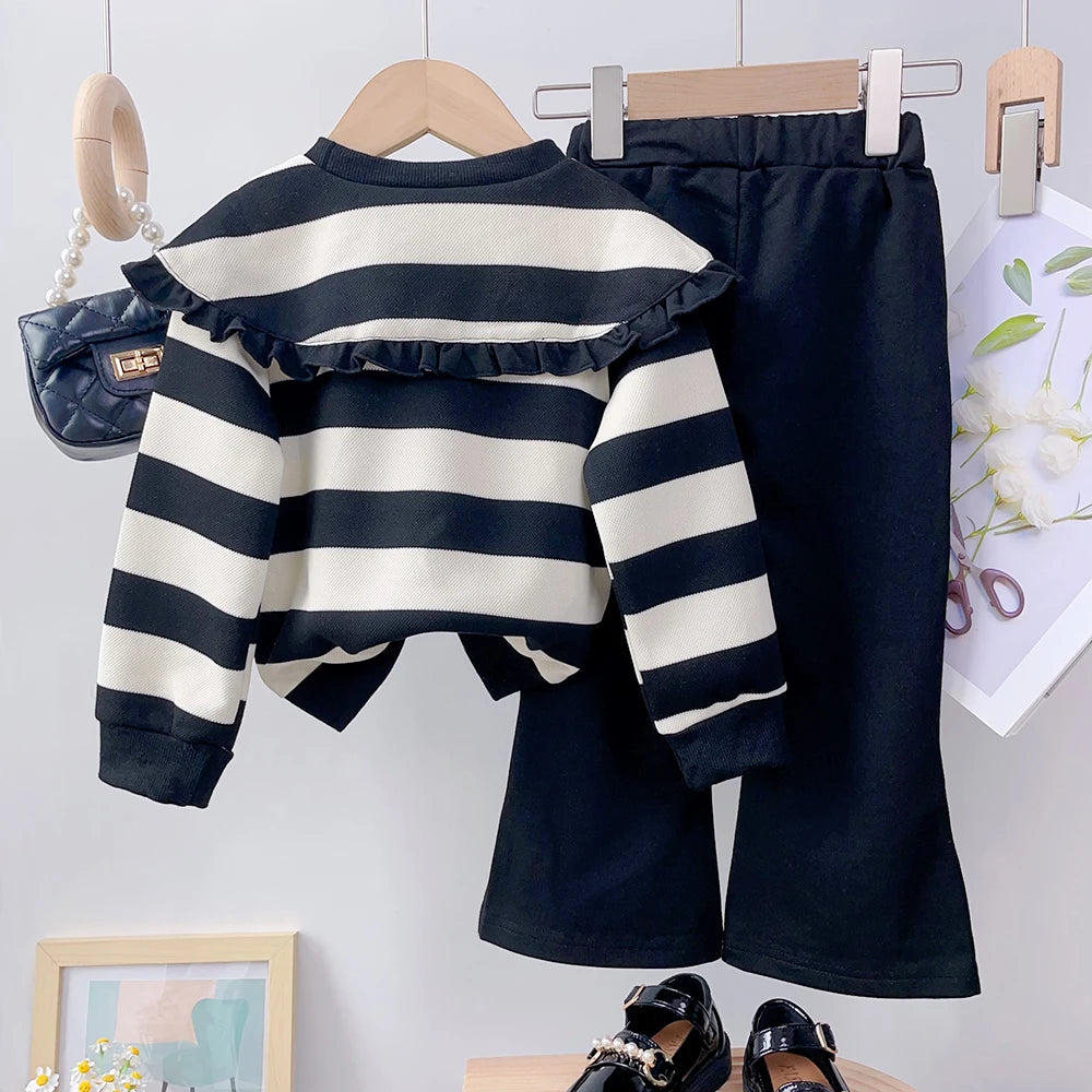 2-Delige Set - Gestreepte Trui Met Wijde Broek