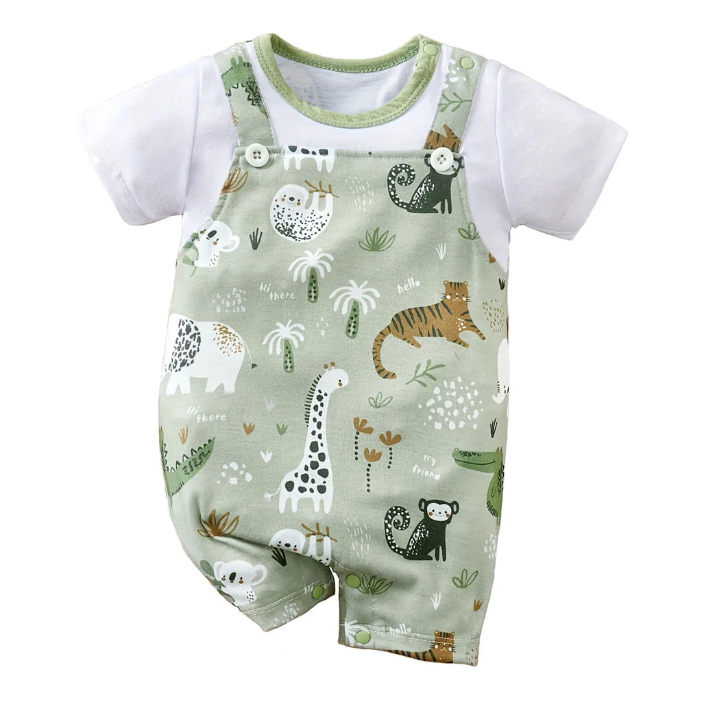 Baby Romper Dierenprint – Zachte Katoenen Bodysuit voor Pasgeborenen