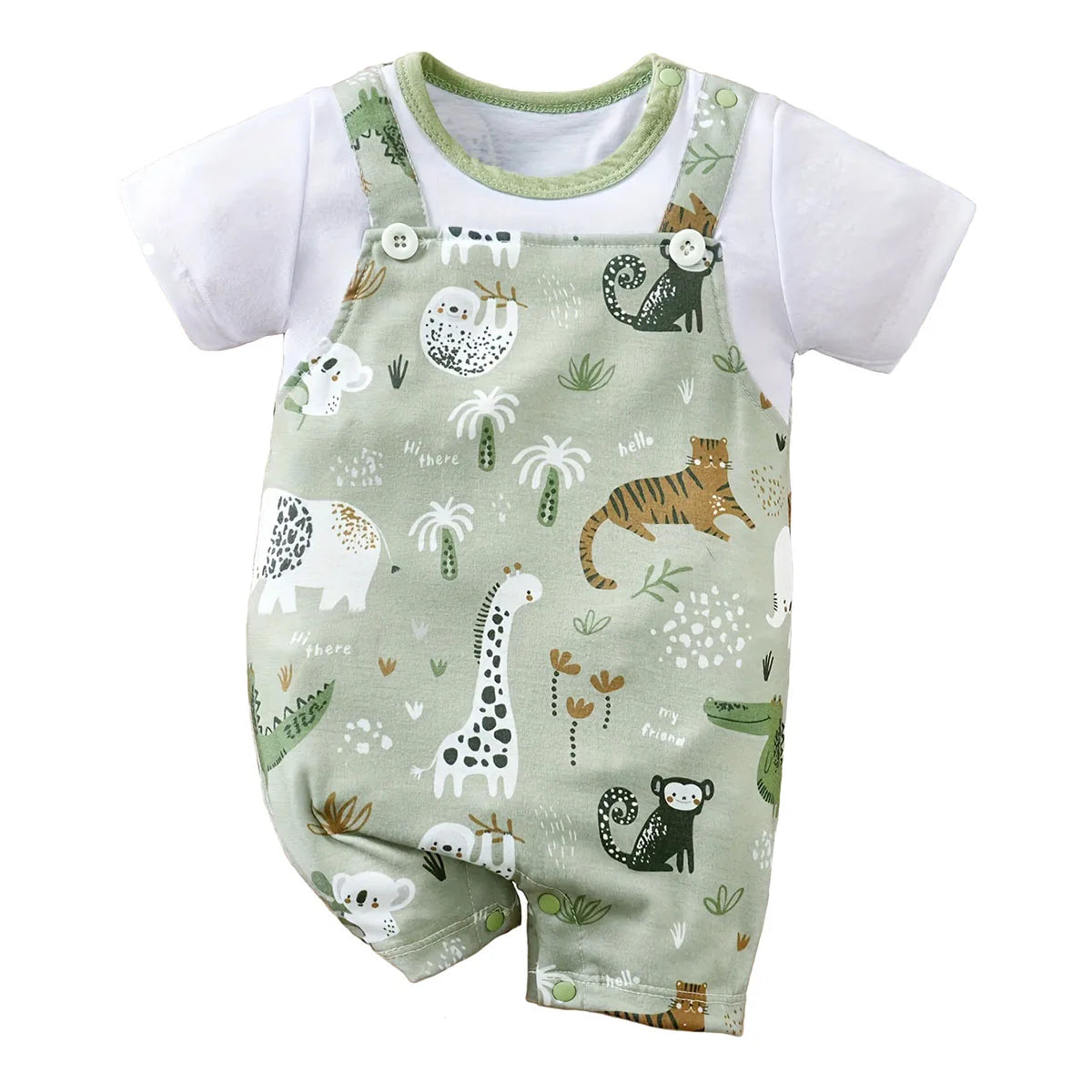 Baby Romper Dierenprint – Zachte Katoenen Bodysuit voor Pasgeborenen