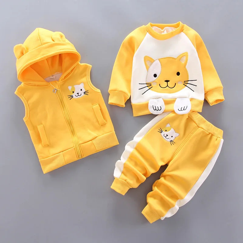 3-Delige Set – Trui, Broek & Vest met Berenlogo
