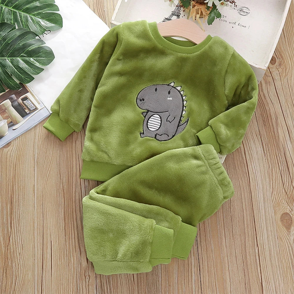 2-Delige Fleece Set - Dino Joggingpak – Warme en Comfortabele Outfit