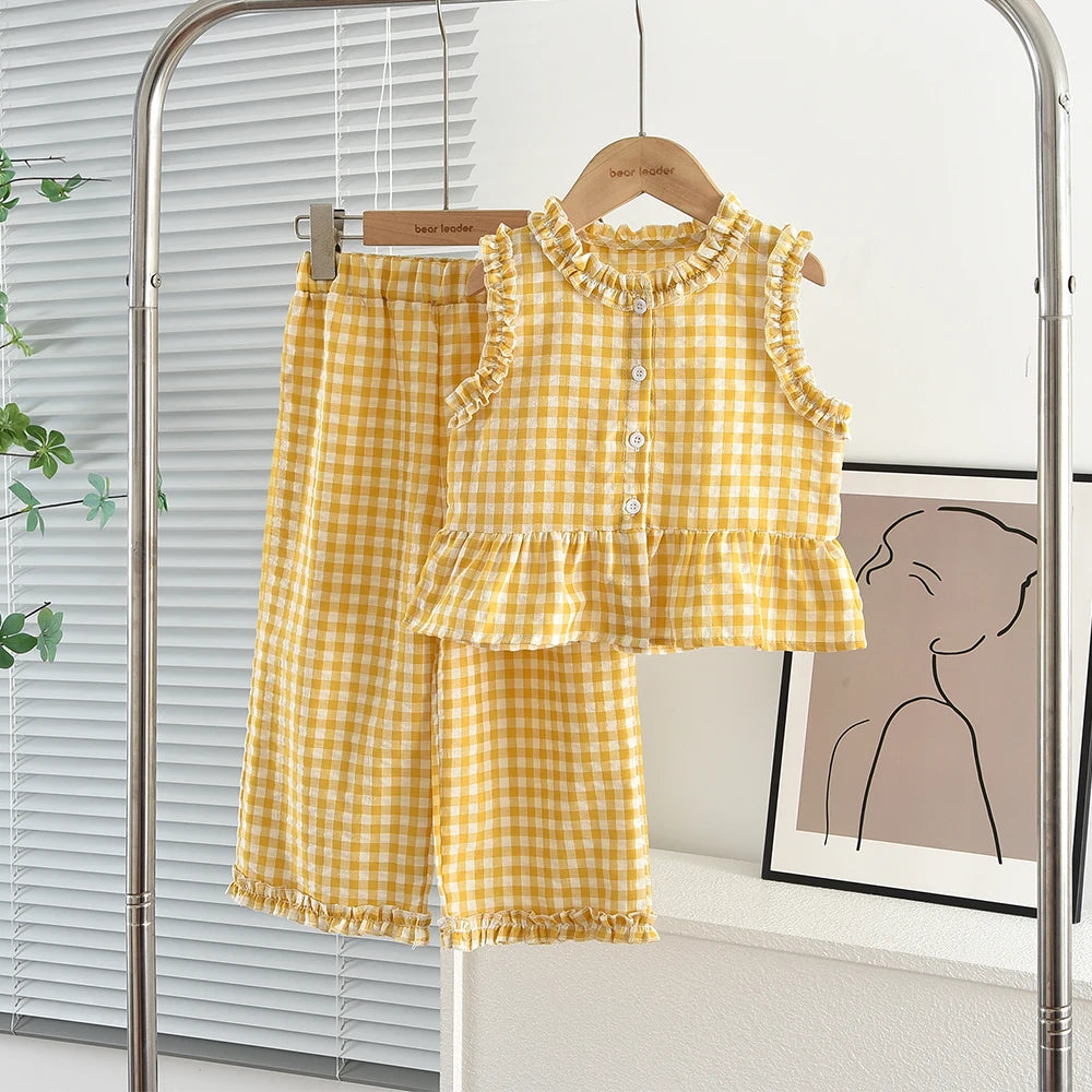 Trendy Meisjes Set – Korte Mouwen Top & Lange Broek
