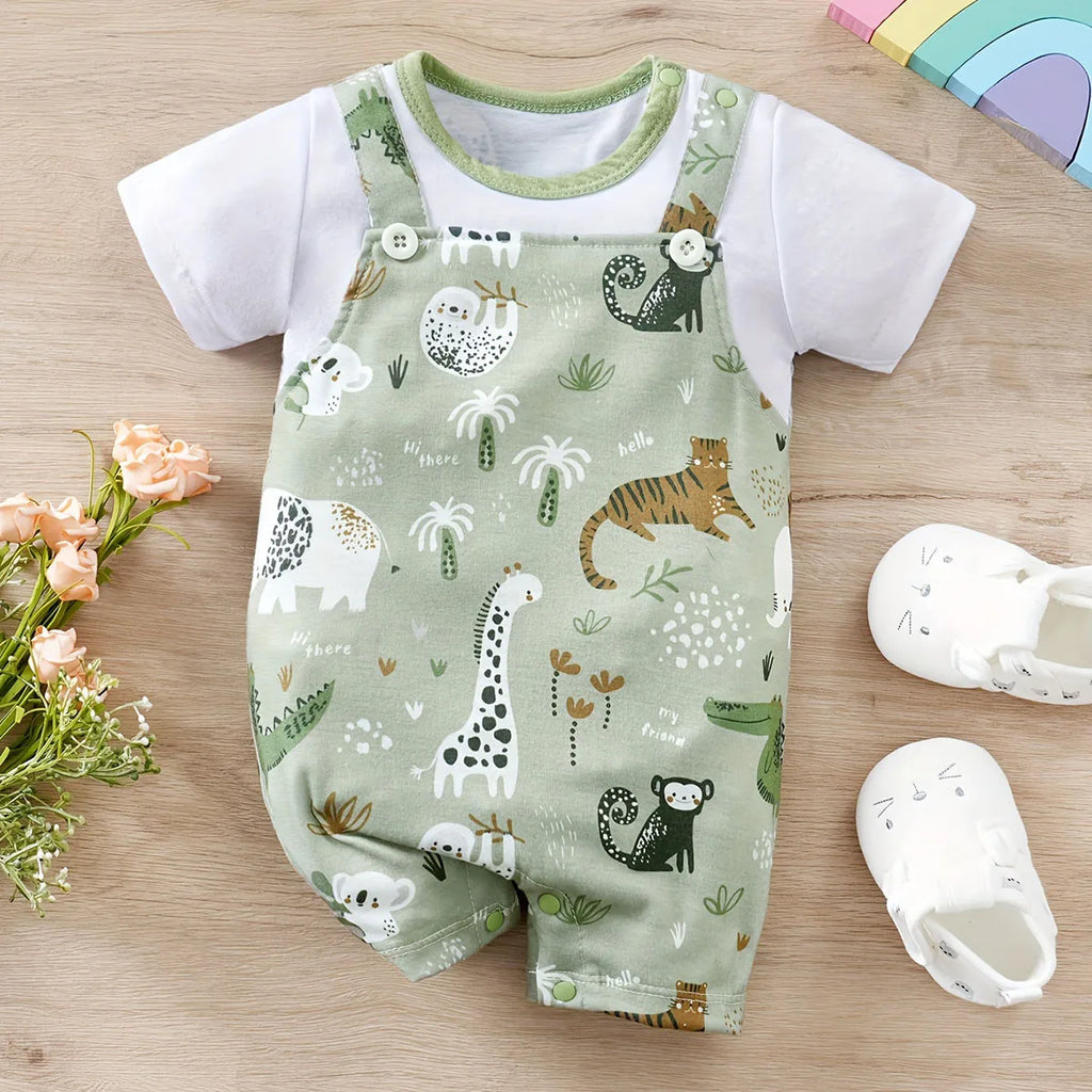 Baby Romper Dierenprint – Zachte Katoenen Bodysuit voor Pasgeborenen